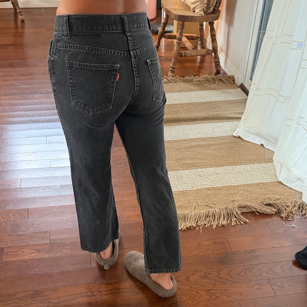 Levi's Black Cropped High-Rise Straight Jeans